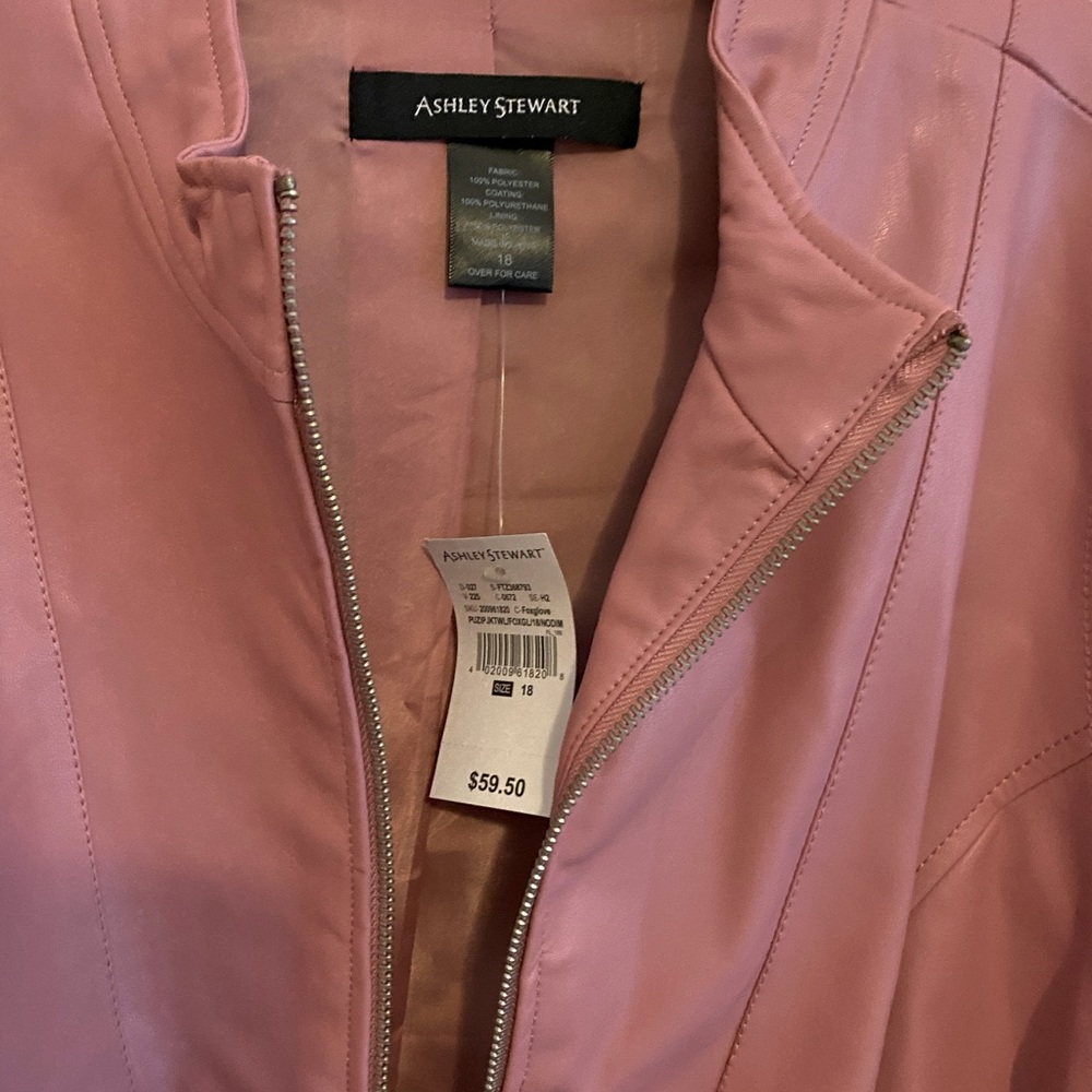 **NWT** Pink Soft Leather Jacket- Ashley Stewart